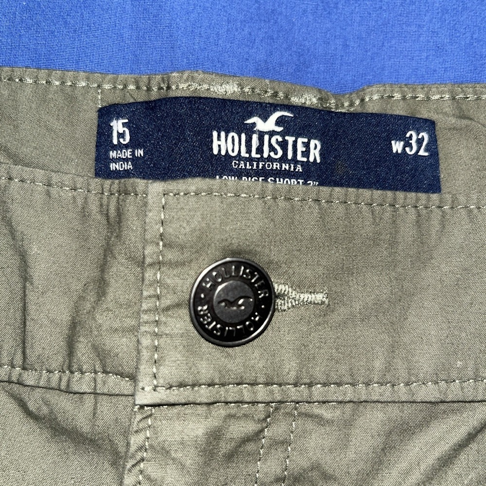 HOLLISTER Shorts Low-rise Muted Green 100 % Cotton Shorts Juniors Size 15 w32 - Picture 2 of 14